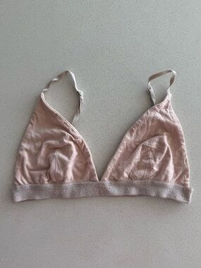 Blush Pink Triangle Bralette Wireless Adjustable Straps Soft Lounge Bra